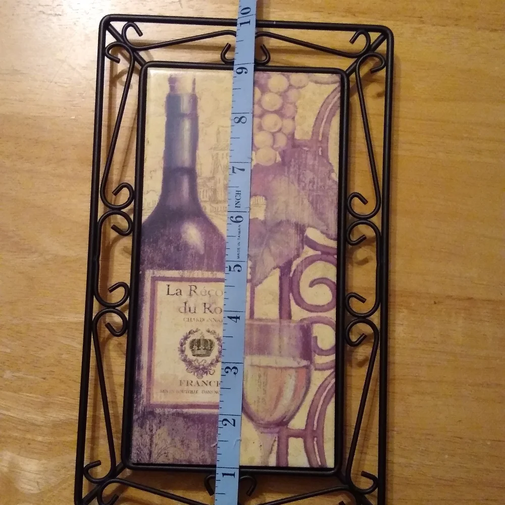 Wine Themed Wall Decor Grape Purple Beige Decorative Black Metal Framing